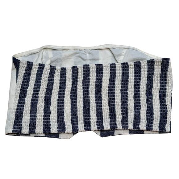 Anthropologie Flat White Strapless Button-Front Crop Top - Picture 3 of 8